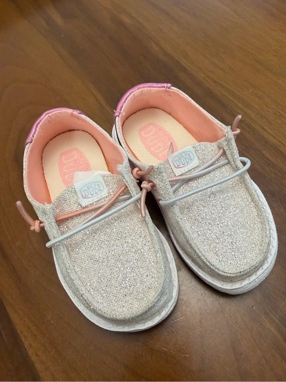 Hey Dude Wendy Toddler Iridescent Star Silver Glitter Slip On Shoes